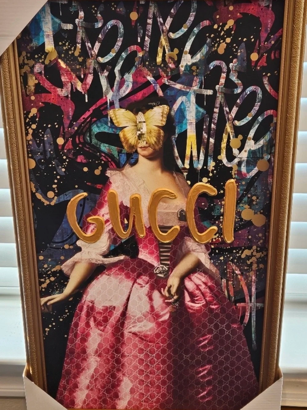 GUCCI Pink & Gold Baroque Wall Art Print